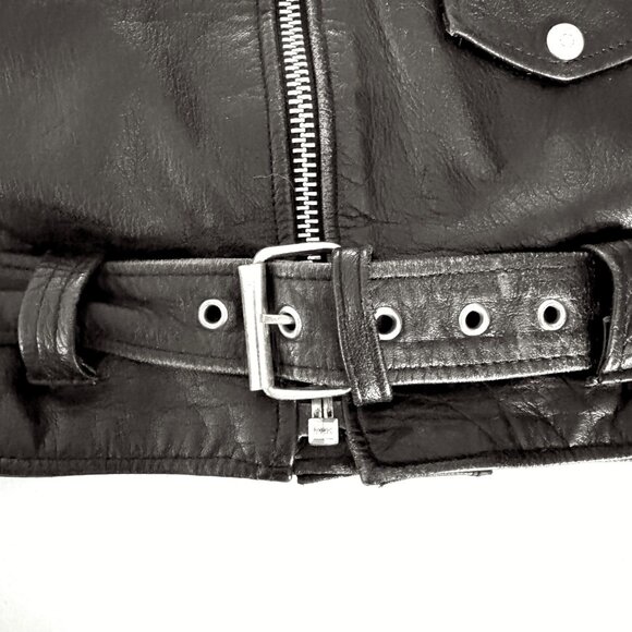 Men's BLACK 3XLT 54T Leather Motorcycle Biker Jacket Wilson's Vintage 90s - Picture 11 of 15